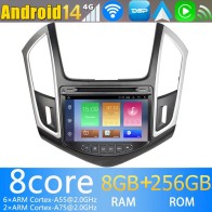 Chevrolet Cruze Android 14.0 Autoradio DVD GPS avec 8G+256G Bluetooth DAB USB DSP 4G WiFi Caméra 360° CarPlay Android Auto - 8" Android 14 Autoradio Stéréo de Voiture Multimédia GPS Navigation pour Chevrolet Cruze (2013-2015)