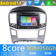 Hyundai H1 Android 14.0 Autoradio DVD GPS avec 8G+256G Bluetooth DAB USB DSP 4G WiFi Caméra 360° CarPlay Android Auto - 8" Android 14 Autoradio Stéréo de Voiture Multimédia GPS Navigation pour Hyundai H1 (2016-2018)