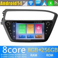 Hyundai i20 Android 14.0 Autoradio DVD GPS avec 8G+256G Bluetooth DAB USB DSP 4G WiFi Caméra 360° CarPlay Android Auto - 9" Android 14 Autoradio Stéréo de Voiture Multimédia GPS Navigation pour Hyundai i20 (2018-2021)