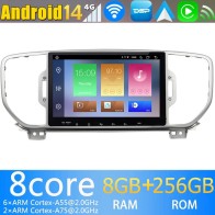 Kia Sportage Android 14.0 Autoradio DVD GPS avec 8G+256G Bluetooth DAB USB DSP 4G WiFi Caméra 360° CarPlay Android Auto - 9" Android 14 Autoradio Stéréo de Voiture Multimédia GPS Navigation pour Kia Sportage 4 (De 2016)