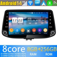 Hyundai i30 Android 13.0 Autoradio DVD GPS avec 8Go+128Go Bluetooth Telecommande au Volant DSP USB DAB 4G WiFi OBD2 CarPlay - 9" Android 13.0 Lecteur DVD GPS Radio Stéréo Navigation pour Hyundai i30 (2017-2021)