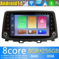 Hyundai Kona Android 14.0 Autoradio DVD GPS avec 8G+256G Bluetooth DAB USB DSP 4G WiFi Caméra 360° CarPlay Android Auto - 9" Android 14 Autoradio Stéréo de Voiture Multimédia GPS Navigation pour Hyundai Kona (2017-2022)