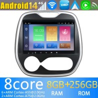 Renault Captur Android 14.0 Autoradio DVD GPS avec 8G+256G Bluetooth DAB USB DSP 4G WiFi Caméra 360° CarPlay Android Auto - 9" Android 14 Autoradio Stéréo de Voiture Multimédia GPS Navigation pour Renault Captur (2011-2019)