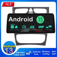 Mercedes CLK W209 Android 14 Autoradio Multimédia GPS avec 6Go+128Go Commande au volant et Kit mains libres Bluetooth DAB DSP 4G WiFi CarPlay Sans fil - 12,3" Android 14 Autoradio Lecteur DVD GPS pour Mercedes CLK W209 (De 1998)