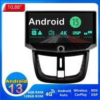 Peugeot 206 Android 13.0 Autoradio Multimédia GPS avec 6Go+128Go Commande au volant et Kit mains libres Bluetooth DAB DSP USB 4G WiFi CarPlay Sans fil - 10,88" Android 13 Autoradio Lecteur DVD GPS pour Peugeot 206 (De 1998)