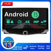 Fiat Bravo Android 13.0 Autoradio Multimédia GPS avec 6Go+128Go Commande au volant et Kit mains libres Bluetooth DAB DSP USB 4G WiFi CarPlay Sans fil - 10,88" Android 13 Autoradio Lecteur DVD GPS pour Fiat Bravo (De 2007)