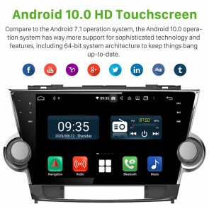 10" Android 10.0 Lecteur DVD GPS Radio Stéréo Navigation pour Toyota Highlander (2008-2013)-1