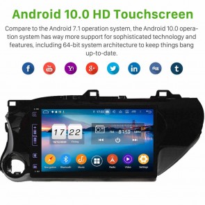 10" Android 10.0 Lecteur DVD GPS Radio Stéréo Navigation pour Toyota Hilux (2016-2020)-1