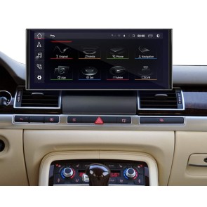 Audi A8 S8 Android 12 Autoradio DVD GPS Navigation avec Octa-Core 8Go+128Go Écran Tactile Bluetooth Telecommande au Volant DAB RDS USB DSP WiFi 4G LTE CarPlay sans Fil - 12,3