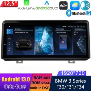 12,5" Android 13.0 Autoradio Lecteur Multimédia Stéréo pour BMW Série 3 F30/F31/F34 (De 2017)-1