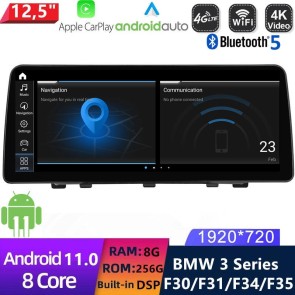 12,5" Android 11 Autoradio Lecteur Multimédia Stéréo pour BMW Série 3 F30 F31 F34 (De 2017)-1