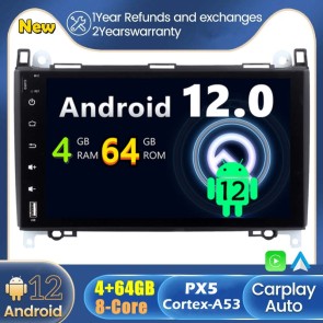 Mercedes Vito Android 12.0 Autoradio DVD GPS avec Commande au volant et Kit mains libres Bluetooth DAB USB 4G WiFi OBD2 Carplay - Android 12 Autoradio Lecteur DVD GPS pour Mercedes Vito W639 (2006-2014)