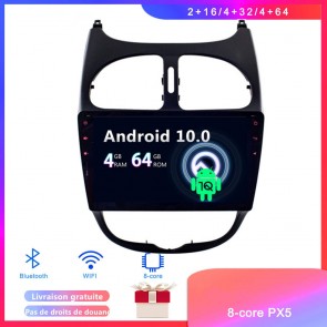 Android 10 Autoradio Lecteur DVD GPS Compatible pour Peugeot 206/206+ (2000-2016)-1