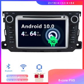 Android 10 Autoradio Lecteur DVD GPS Compatible pour Smart ForTwo W451 (2011-2014)-1
