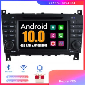 Android 10 Autoradio Lecteur DVD GPS Compatible pour Mercedes Classe C W203 (2004-2007)-1