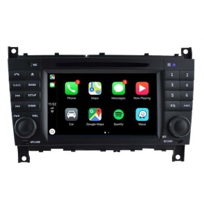 Mercedes W203 Android 12.0 Autoradio DVD GPS avec Commande au volant et Kit mains libres Bluetooth DAB SD USB 4G WiFi OBD2 Carplay - Android 12 Autoradio Lecteur DVD GPS pour Mercedes Classe C W203 (2004-2008)