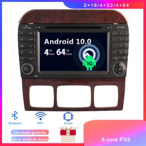 Android 10 Autoradio Lecteur DVD GPS Compatible pour Mercedes Classe S W220 (1998-2005)-1