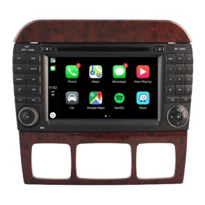 Mercedes S W220 Android 12.0 Autoradio DVD GPS avec Commande au volant et Kit mains libres Bluetooth DAB USB 4G WiFi OBD2 Carplay - Android 12 Autoradio Lecteur DVD GPS pour Mercedes Classe S W220 (1998-2005)