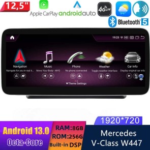 12,5" Android 13.0 Autoradio Lecteur Multimédia Stéréo pour Mercedes Classe V W447 (2014-2019)-1