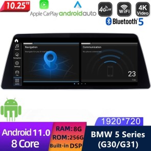 10,25" Android 11.0 Autoradio Lecteur Multimédia Stéréo pour BMW Série 5 G30 G31 (De 2017)-1