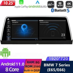 10,25" Android 11.0 Autoradio Lecteur Multimédia Stéréo pour BMW Série 7 E65 E66 (2001-2008)-1