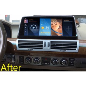 BMW Série 7 E65/E66 Android 13 Autoradio DVD GPS Navigation avec 8-Core 8Go+256Go Écran Tactile Bluetooth 5.0 Telecommande au Volant DSP SWC DAB SD USB WiFi 4G LTE CarPlay - 10,25