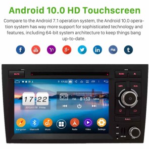 7" Android 10.0 Lecteur DVD GPS Radio Stéréo Navigation pour Audi A4 (2002-2008)-1