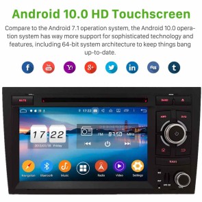 7" Android 10.0 Lecteur DVD GPS Radio Stéréo Navigation pour Audi A4 (2002-2008)-1