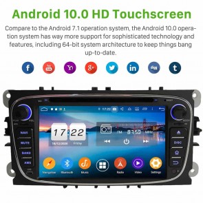 Ford S-Max Android 10.0 Autoradio DVD GPS avec 8-Core 4Go+64Go Bluetooth Parrot Telecommande au Volant Micro DSP CD SD USB DAB 4G LTE WiFi TV MirrorLink OBD2 CarPlay - 7