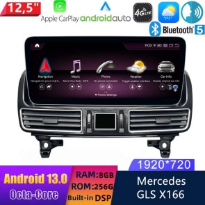 Mercedes GLE W166/GLS X166 Android 13 Autoradio DVD GPS Navigation avec 8-Core 8Go+256Go Écran Tactile Bluetooth 5.0 Telecommande au Volant DSP DAB WiFi 4GLTE CarPlay - 12,5