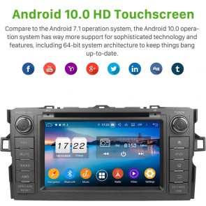 7" Android 10.0 Lecteur DVD GPS Radio Stéréo Navigation pour Toyota Auris (2006-2012)-1