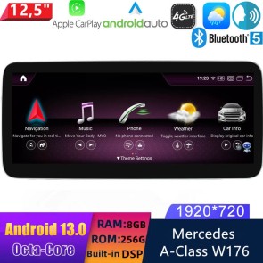 12,5" Android 13.0 Autoradio Lecteur Multimédia Stéréo pour Mercedes Classe A W176 (2016-2018)-1