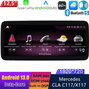 12,5" Android 13.0 Autoradio Lecteur Multimédia Stéréo pour Mercedes CLA C117 (2013-2015)-1