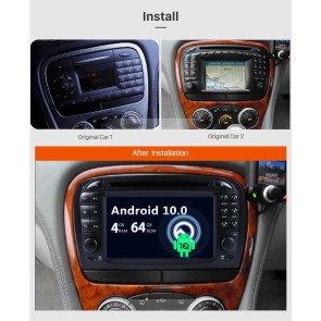 Mercedes SL R230 Android 10.0 Autoradio DVD GPS Navigation avec Octa-Core 4Go+64Go Écran Tactile Bluetooth Telecommande au Volant DAB SD USB AUX WiFi TV OBD2 CarPlay - Android 10.0 Autoradio Lecteur DVD GPS Compatible pour Mercedes SL R230 (2001-2007)