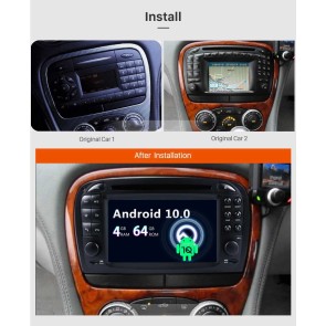 Mercedes SL R230 Android 10.0 Autoradio DVD GPS Navigation avec Octa-Core 4Go+64Go Écran Tactile Bluetooth Telecommande au Volant DAB SD USB AUX WiFi TV OBD2 CarPlay - Android 10.0 Autoradio Lecteur DVD GPS Compatible pour Mercedes SL R230 (2001-2007)