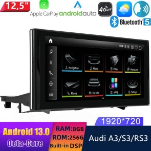 12,5" Android 13.0 Autoradio Lecteur Multimédia Stéréo pour Audi A3/S3/RS3 8V (2013-2020)-1