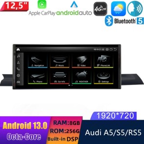 12,5" Android 13.0 Autoradio Lecteur Multimédia Stéréo pour Audi A5/S5/RS5 (2017-2020)-1