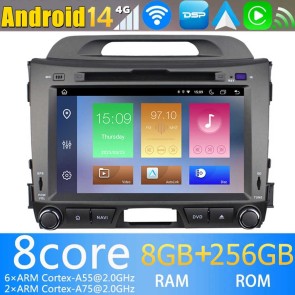 8" Android 14 Autoradio Stéréo de Voiture Multimédia GPS Navigation pour Kia Sportage (2010-2015)-1
