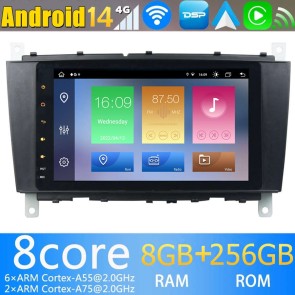 Mercedes CLK W209 Android 14.0 Autoradio DVD GPS avec 8G+256G Bluetooth DAB USB DSP 4G WiFi Caméra 360° CarPlay Android Auto - 8