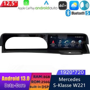 12,5" Android 13.0 Autoradio Lecteur Multimédia Stéréo pour Mercedes Classe S W221 (De 2006)-1