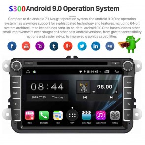 VW Eos S300 Android 9.0 Autoradio GPS DVD avec HD Ecran tactile Support Smartphone Bluetooth kit main libre RDS CD SD USB AUX DAB 4G WiFi TV MirrorLink OBD2 CarPlay - S300 Android 9.0 Autoradio Lecteur DVD GPS Compatible pour VW Eos (De 2006)
