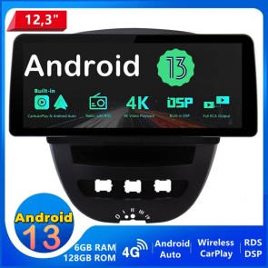 12,3" Android 13.0 Autoradio Lecteur DVD GPS Compatible pour Peugeot 107 (2005-2014)-1
