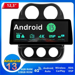 12,3" Android 14.0 Autoradio Lecteur DVD GPS Compatible pour Jeep Compass (2009-2016)-1