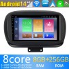 Fiat 500X Android 14.0 Autoradio DVD GPS avec 8G+256G Bluetooth DAB USB DSP 4G WiFi Caméra 360° CarPlay Android Auto - 9" Android 14 Autoradio Stéréo de Voiture Multimédia GPS Navigation pour Fiat 500X (2014-2020)