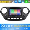 Hyundai i10 Android 14.0 Autoradio DVD GPS avec 8G+256G Bluetooth DAB USB DSP 4G WiFi Caméra 360° CarPlay Android Auto - 7" Android 14 Autoradio Stéréo de Voiture Multimédia GPS Navigation pour Hyundai i10 (2013-2019)
