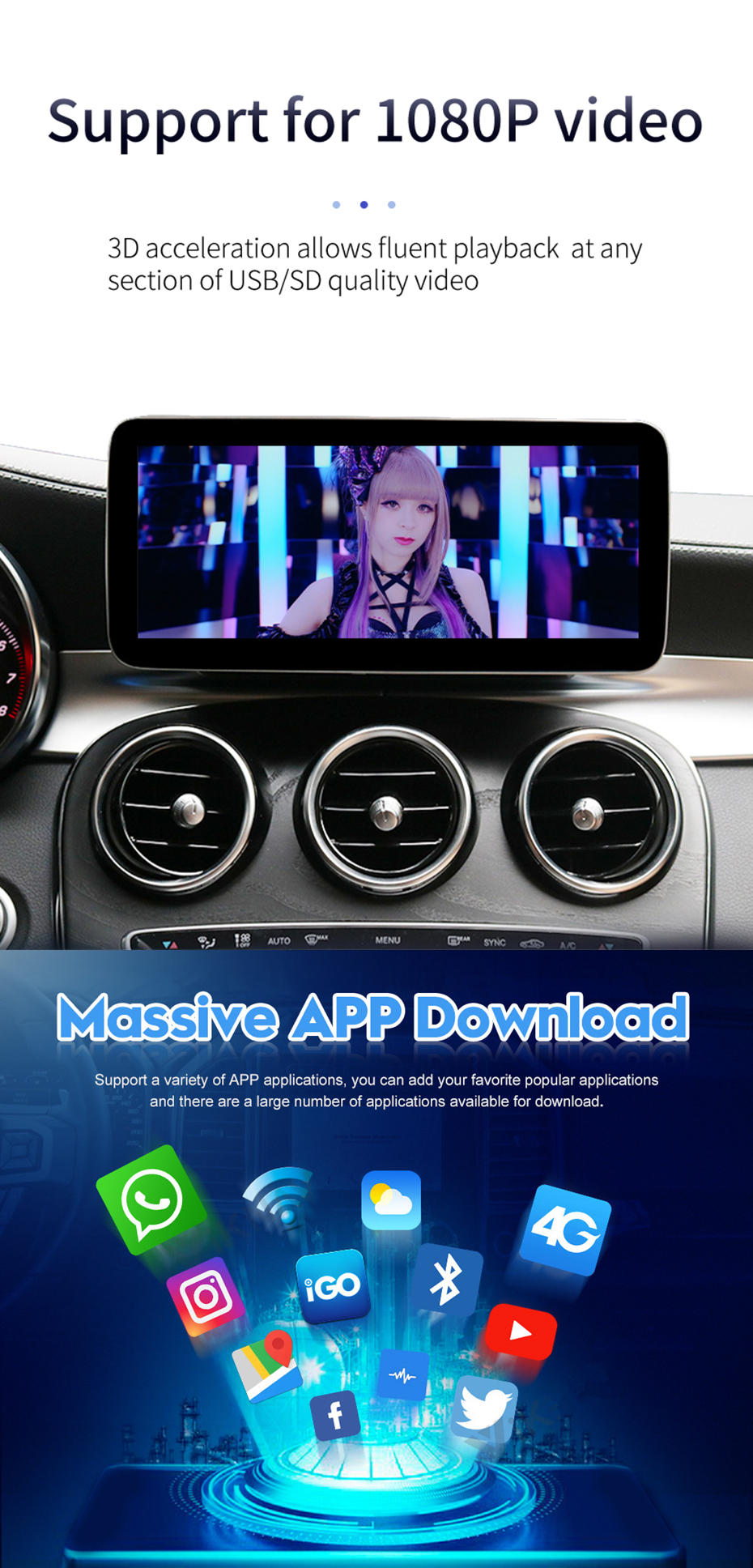 Autoradio Android 13.0 pour Mercedes GL X166/ML W166-4