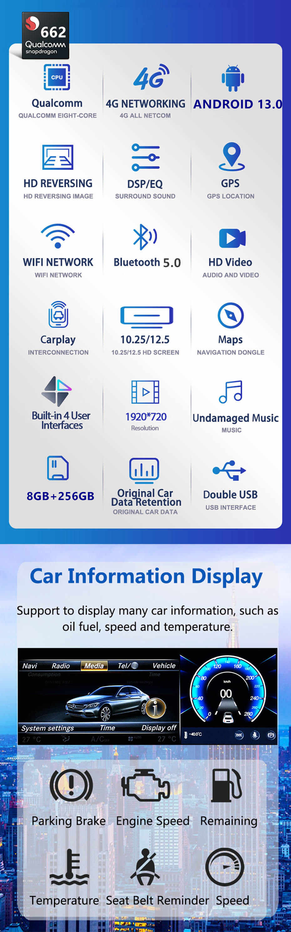 Autoradio Android 13.0 pour Mercedes GLK X204-1