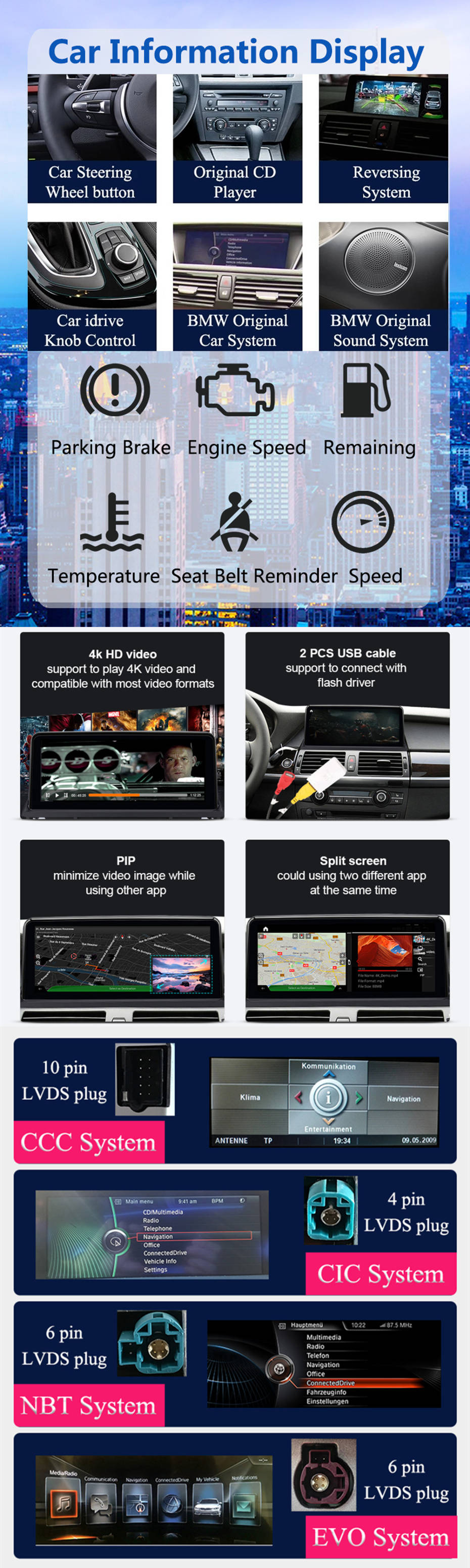 Autoradio Android 13.0 pour BMW X5 E70-3