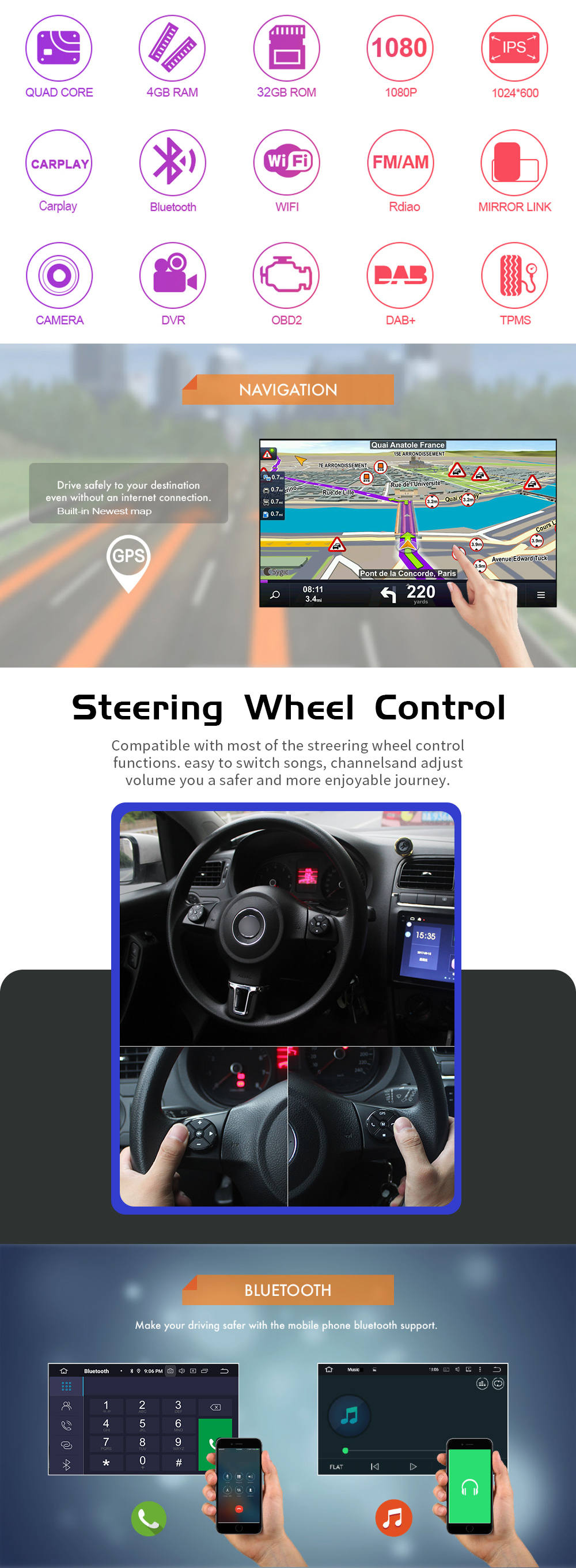 Autoradio Android 10.0 pour SsangYong Kyron-1