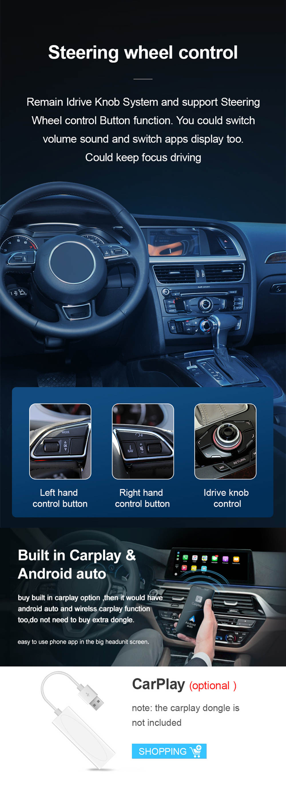 Autoradio Android 12.0 pour Audi A6-2